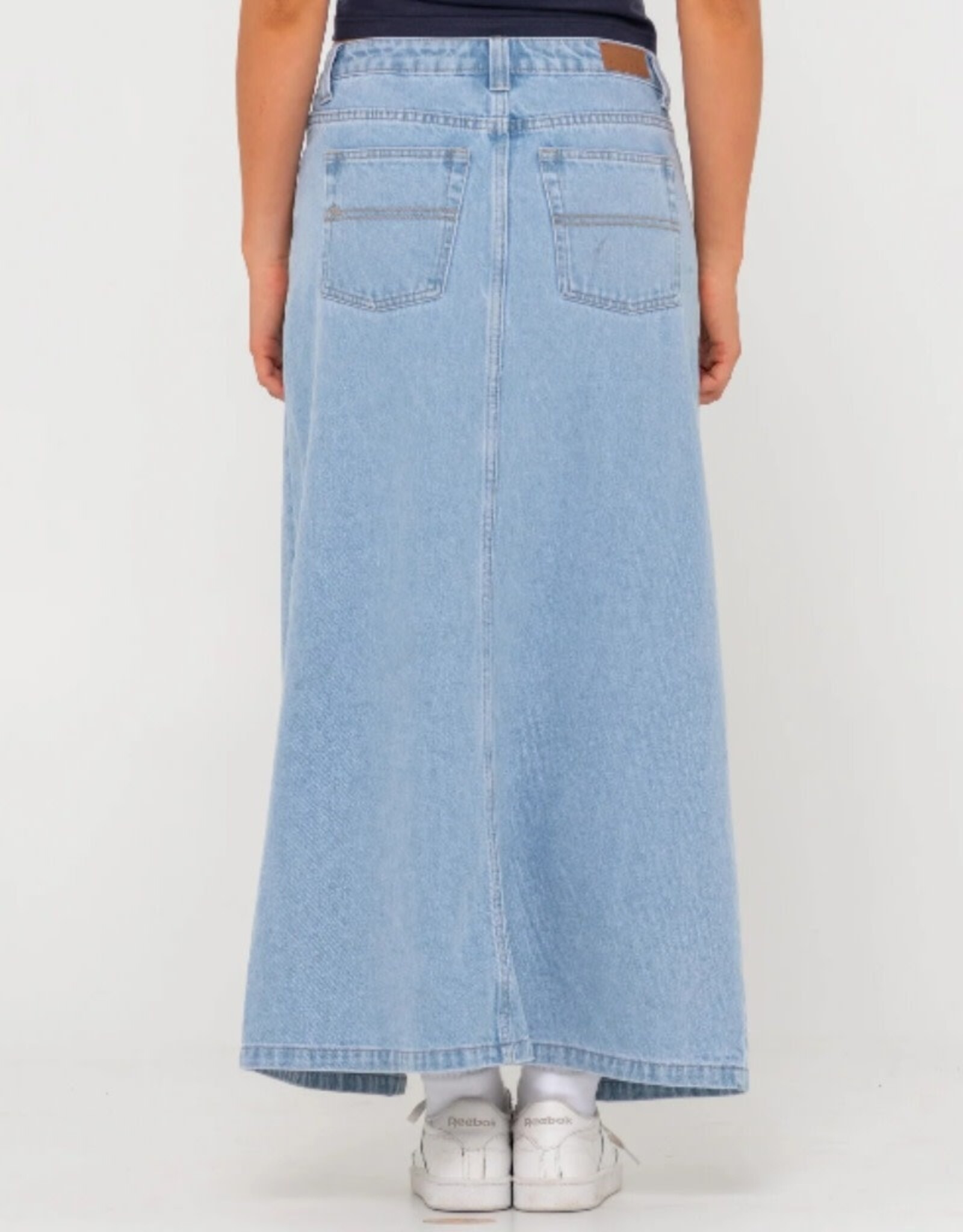 Rusty Rusty Celeste Low Rise Denim Maxi Skirt Sky Blue Heather