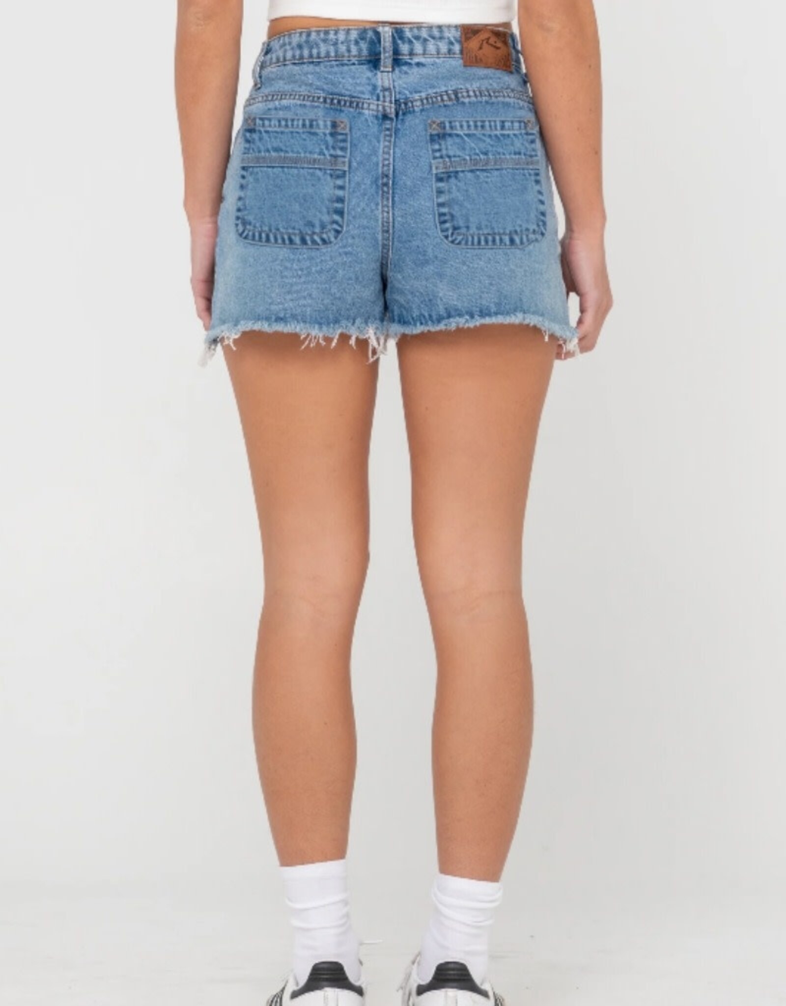 Rusty Rusty Penny Kick Flare Denim Short Aspen Blue