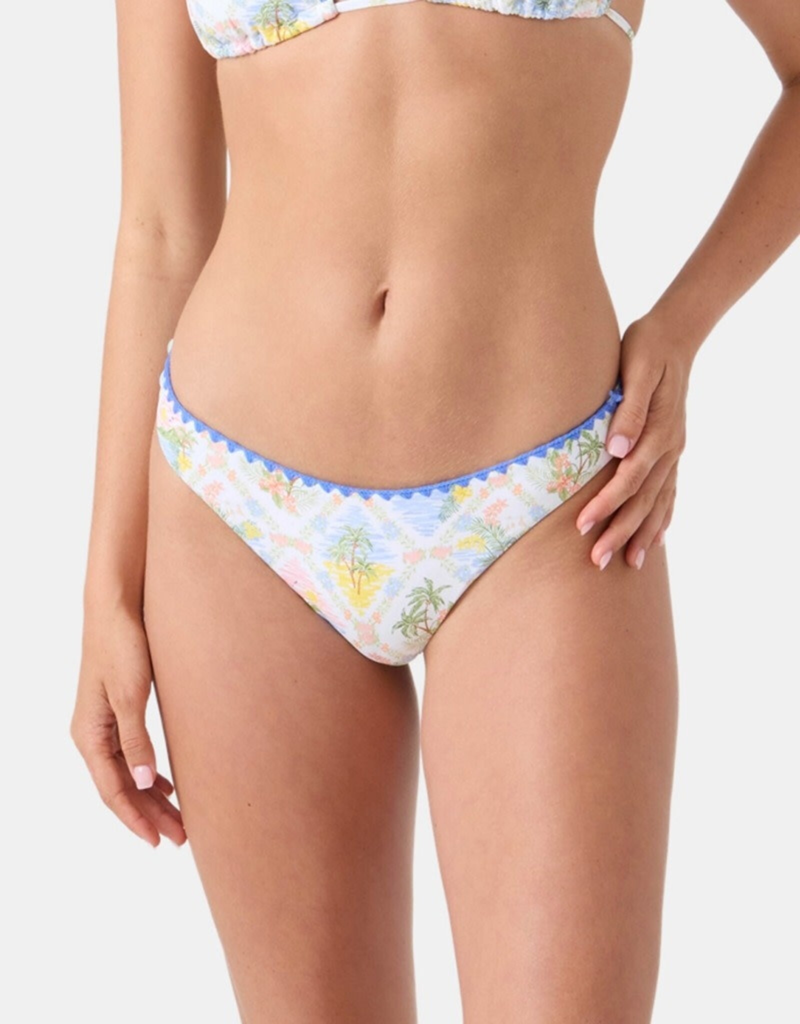 Roxy Roxy Catch My Drift Hipster Shirred Back Bikini Bottoms White/Light Multi