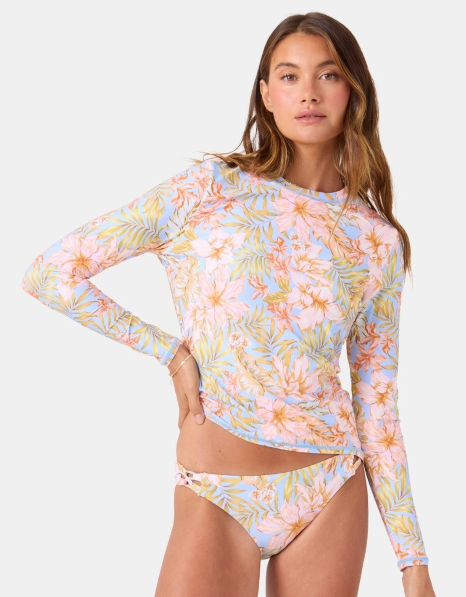 Roxy Roxy Tropical Sea Skippin Long Sleeve Rashguard Blue Multi