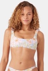 Roxy Roxy Tropical Square Neck Bralette Bikini Top Blue Multi