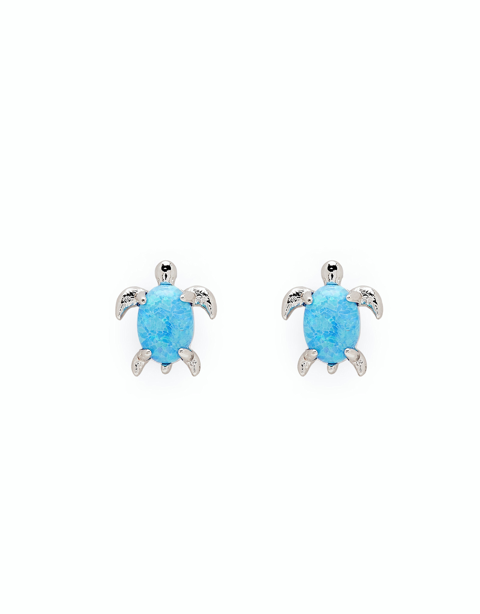 Pura Vida Pura Vida Opal Sea Turtle Earrings Silver