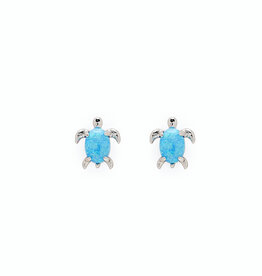 Pura Vida Pura Vida Opal Sea Turtle Earrings Silver