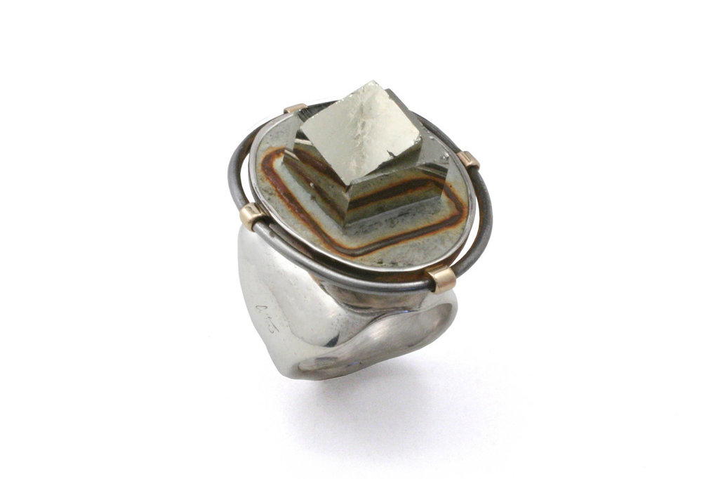 J. Cotter Gallery Pyrite Cube In Cement Ring