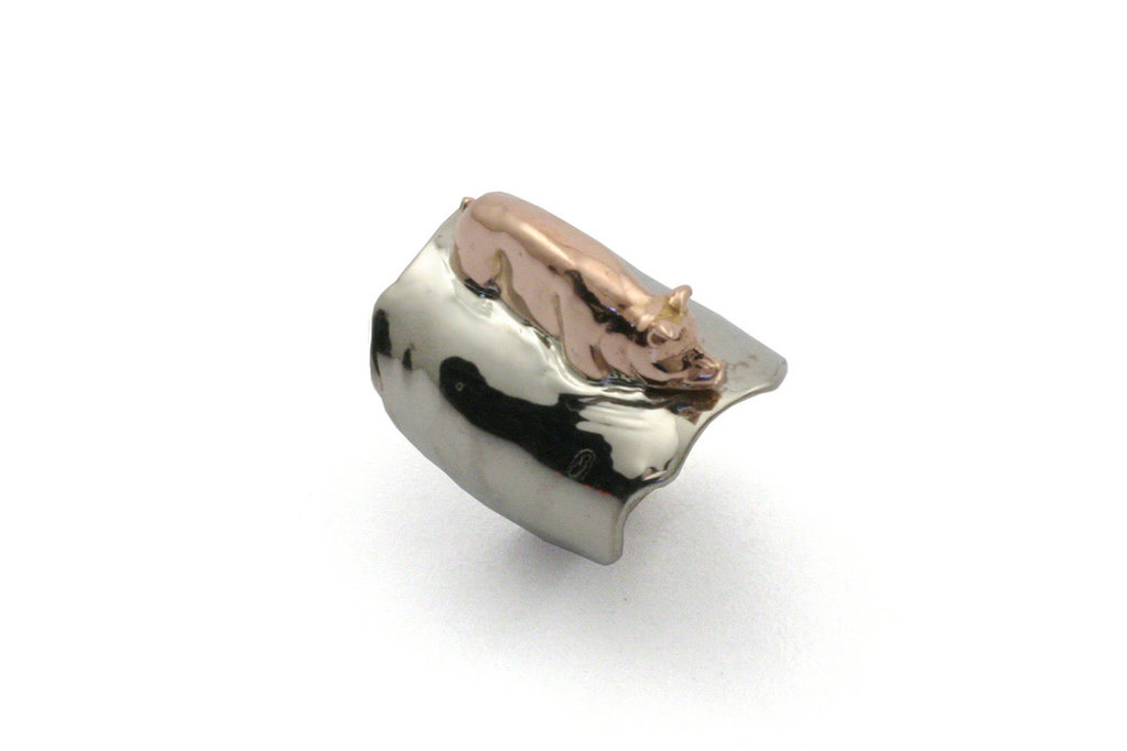 Piggy Rose Gold Wide Band Ring