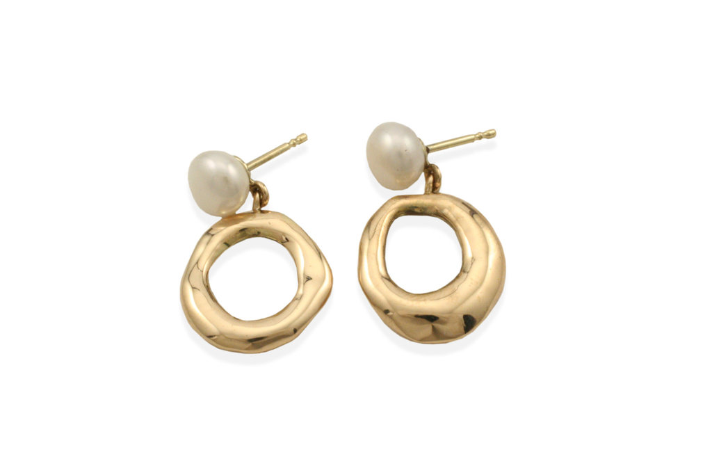 J. Cotter Gallery White Button Pearl Pollock Earrings
