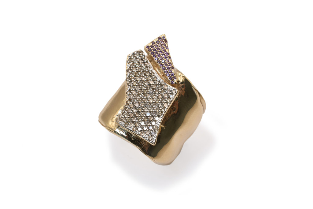 COTTER Champagne Diamond & Amethyst Pave Iceberg Ring