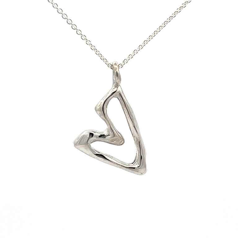 COTTER Sterling Organic Vail Heart on Sterling Chain - 20"