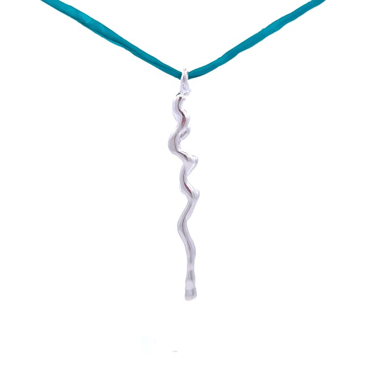 COTTER Sterling Silver First Tracks Pendant on Silk Cord