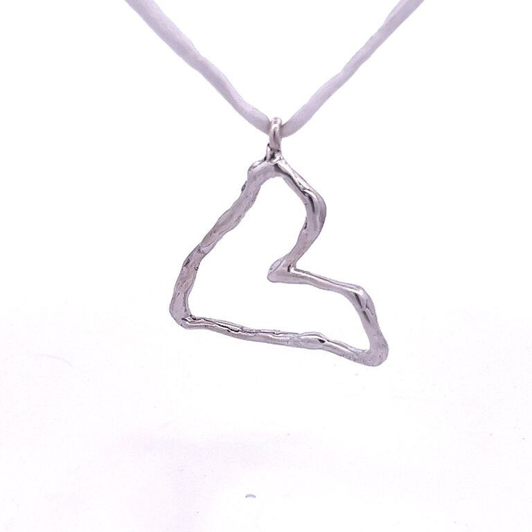 COTTER Sterling Silver Organic Vail Heart on Silk