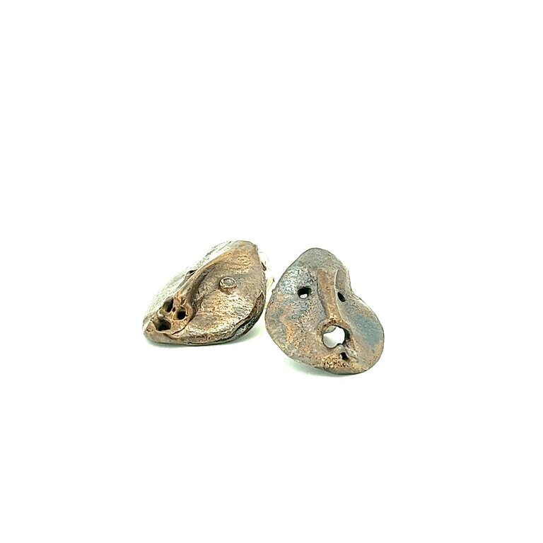 COTTER Bronze Face Earrings on Sterling Silver Posts