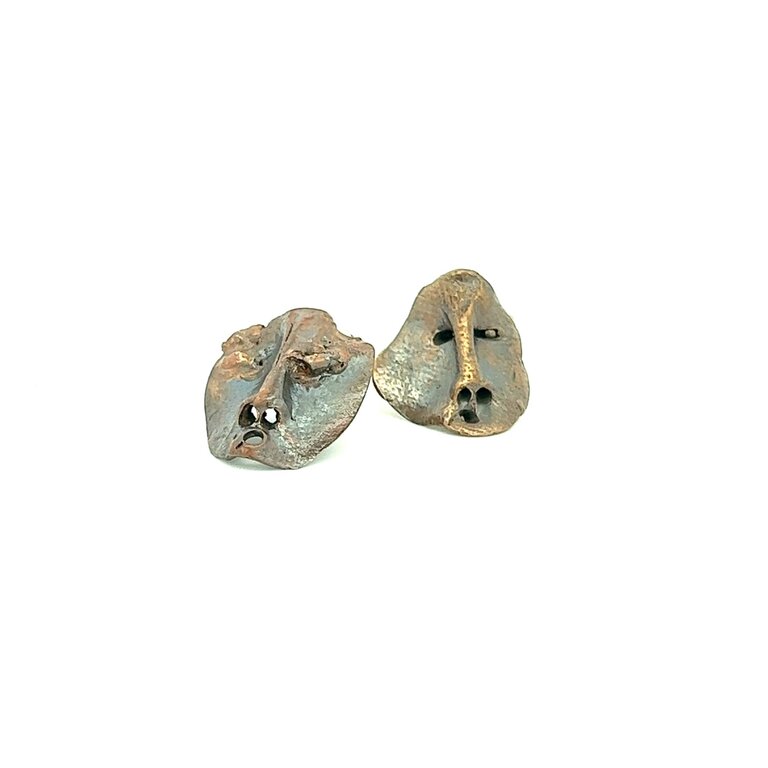 COTTER Bronze Face Earrings on Sterling Silver Posts