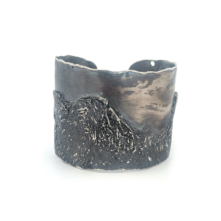 COTTER "Night Time in the Rockies" Textured and Oxidized Sterling Silver Cuff