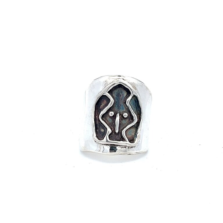 COTTER Sterling Silver Mayan Mask Ring