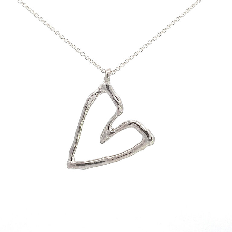 COTTER Sterling Silver Organic Vail Heart on Sterling Chain - 20"