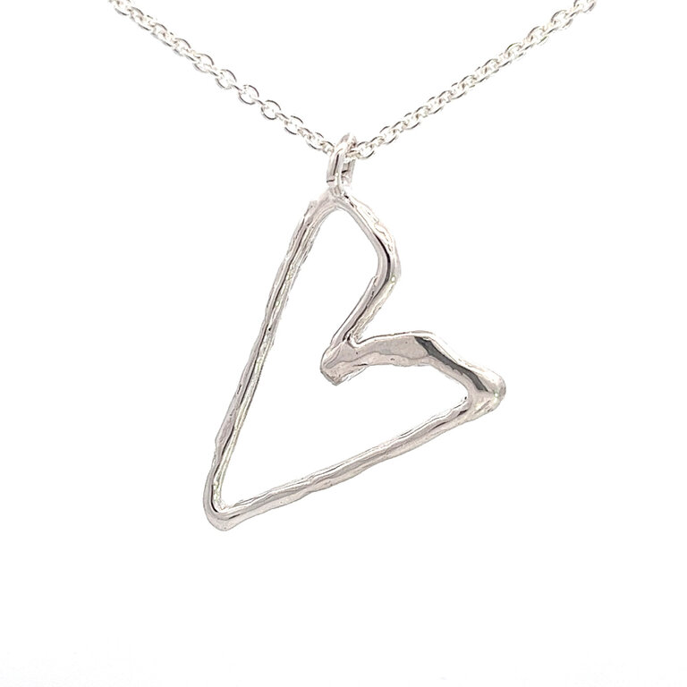 COTTER Sterling Silver Organic Vail Heart on Sterling Chain - 20"