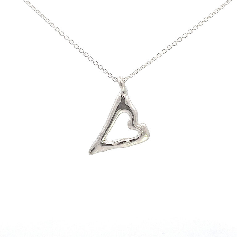 COTTER Sterling Silver Organic Vail Heart on Sterling Chain - 18"