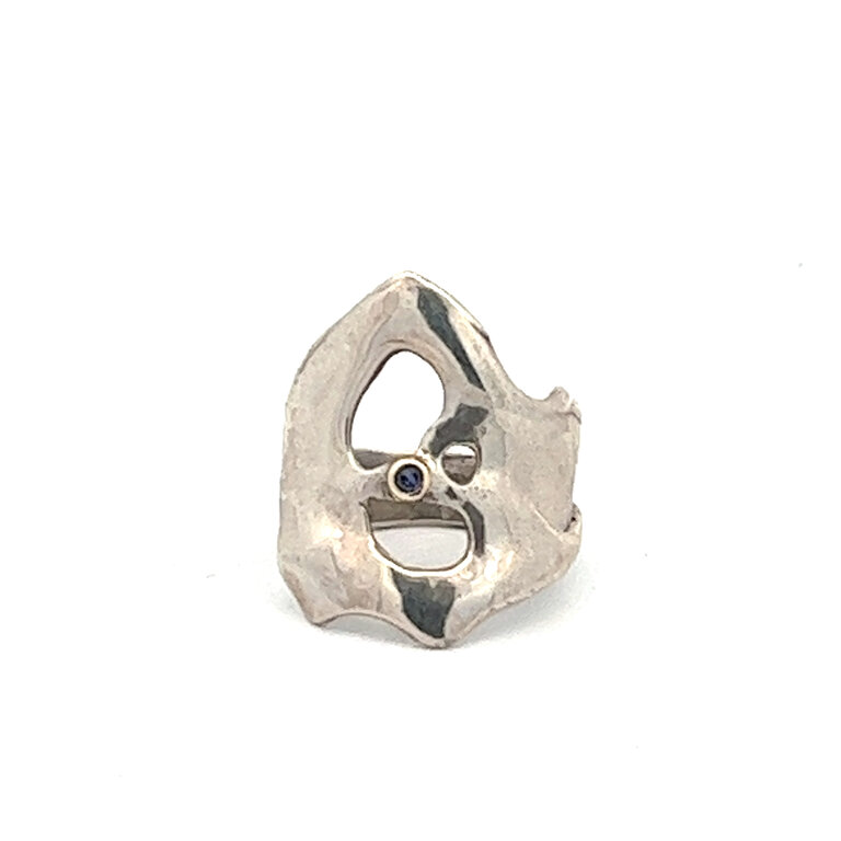 J. Cotter Gallery "Afina" Sterling Silver Pollock Ring with Blue Cubic Zirconia set in 14ky Gold