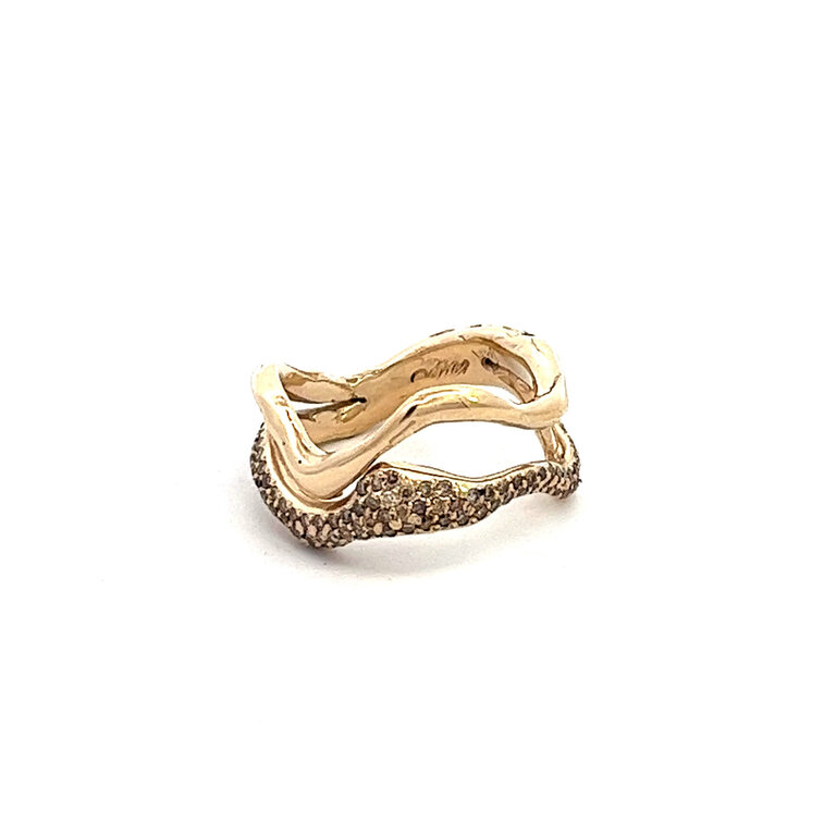 COTTER 2x Pollock Ring with Champagne Pavé Diamonds