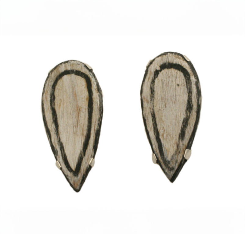 J. Cotter Gallery Wood Shield Earrings, Ss, Post