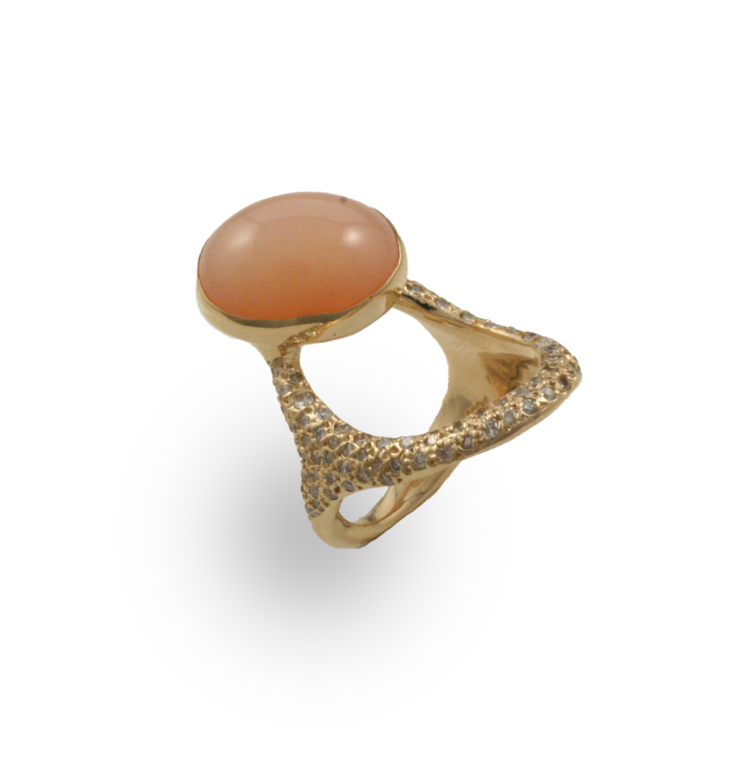 J. Cotter Gallery Orange Chalcedony & Pavé Ring