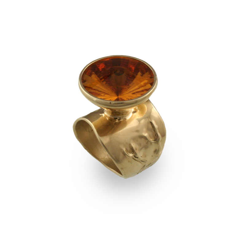 J. Cotter Gallery 14Ky Textured Ring with Round Citrine