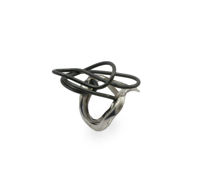 J. Cotter Gallery Pollock Hotwire Sterling Silver and Steel Ring
