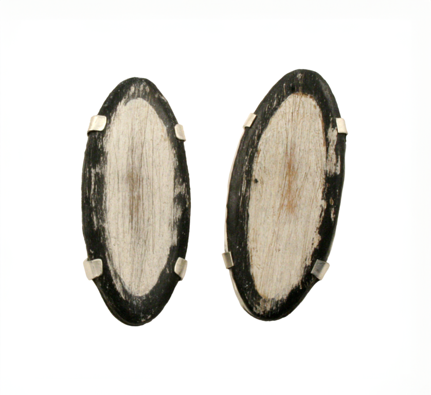 J. Cotter Gallery Wood Shield Earrings, Ss, Post