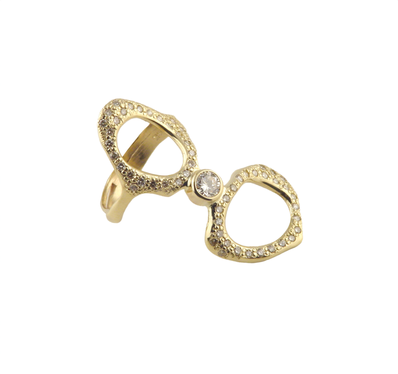 J. Cotter Gallery "Caught" Double Ring with Diamond Pavé