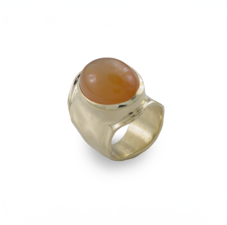 J. Cotter Gallery "Cutie" 14Ky Wide Band Orange Moonstone Ring
