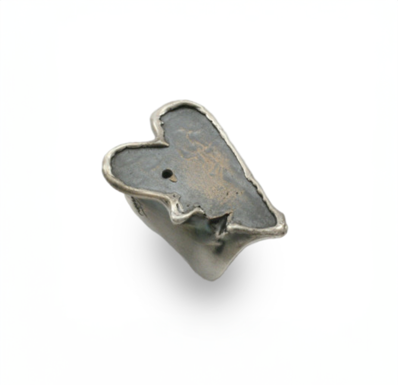 J. Cotter Gallery "Muah" Bronze Heart Mask Ring set in Sterling Silver