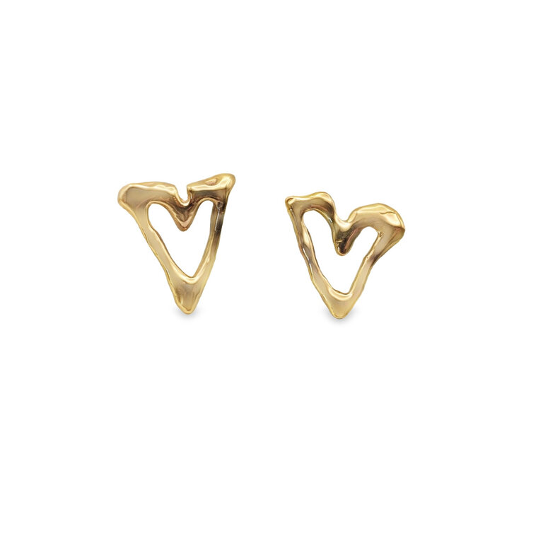 COTTER 14KY Organic Vail Heart Stud Earrings