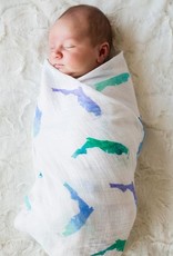 Florida Kid Co. Florida Swaddle Blanket Blue Muslin