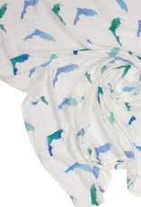 Florida Kid Co. Florida Swaddle Blanket Blue Muslin