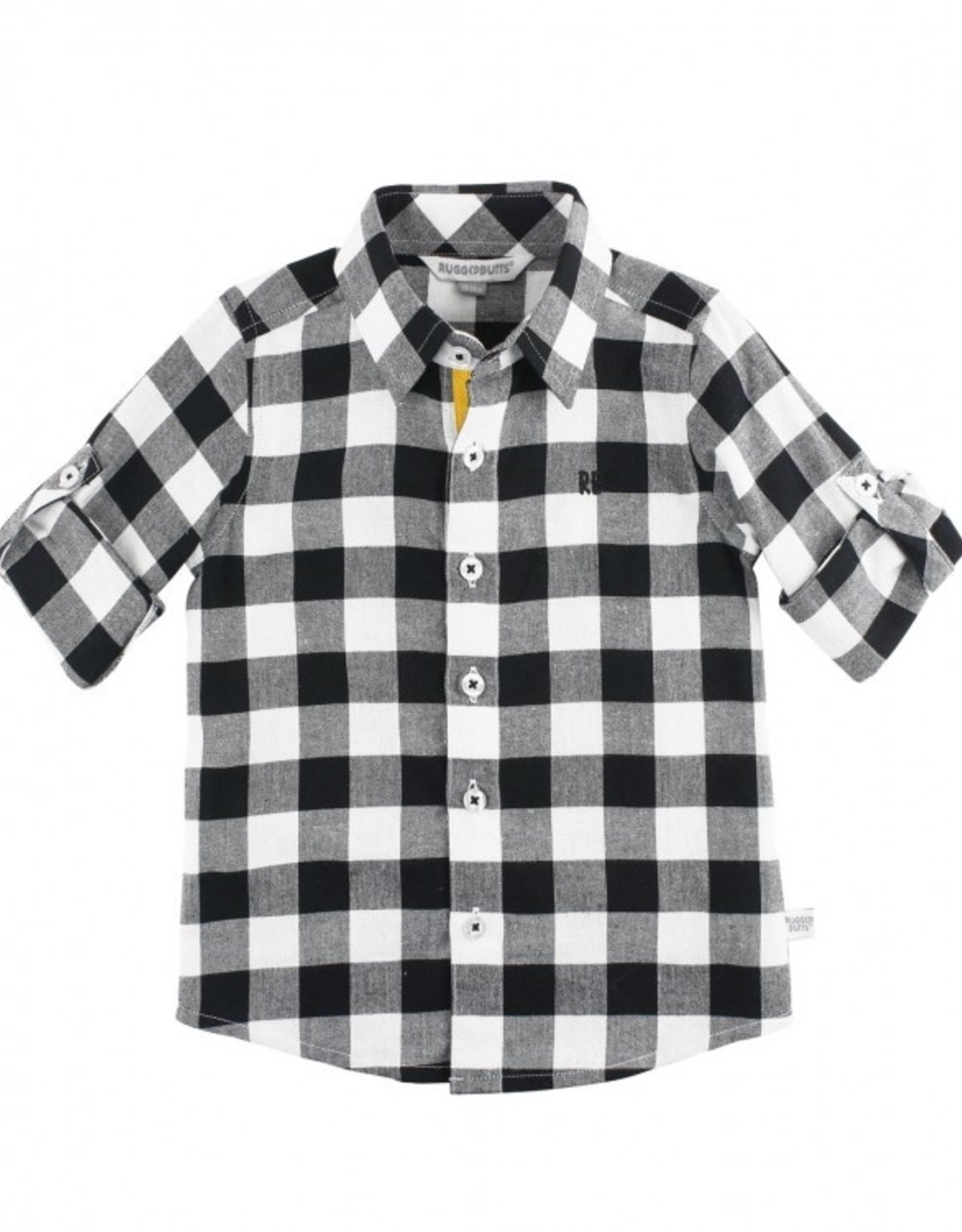 RuggedButts Black & White Plaid Button Down Shirt - Toddler