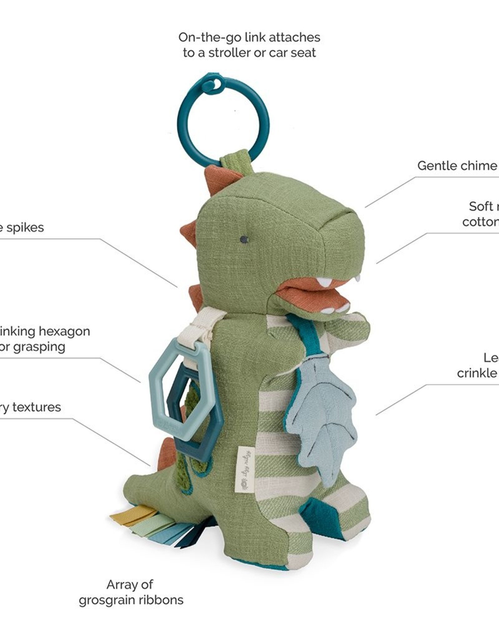 Itzy Ritzy Link & Love Dino Activity Plush w/ Teether Toy