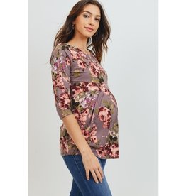 Floral Front Pleat Maternity Top