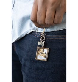 Dad Charm Photo Keychain, Silver