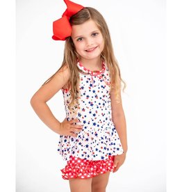 Gingham Stars - Stella Girls Ruffle Short Set