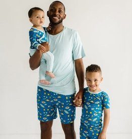 Little Sleepies Surf's Up Men's Short Slv Bamboo Pajama Set (Aqua)