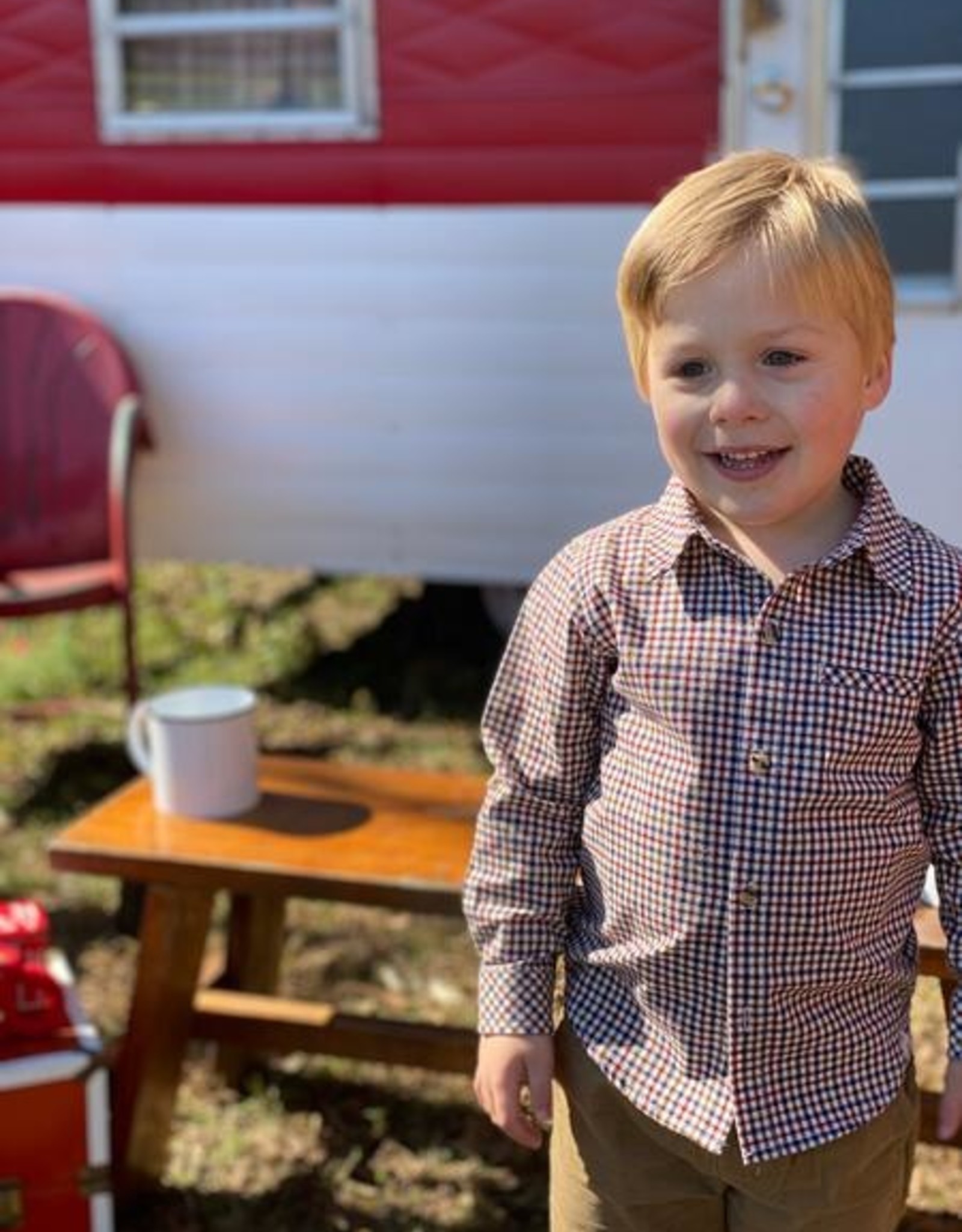 Infant & Toddler Boys Blue Plaid Woven Plaid Shirt