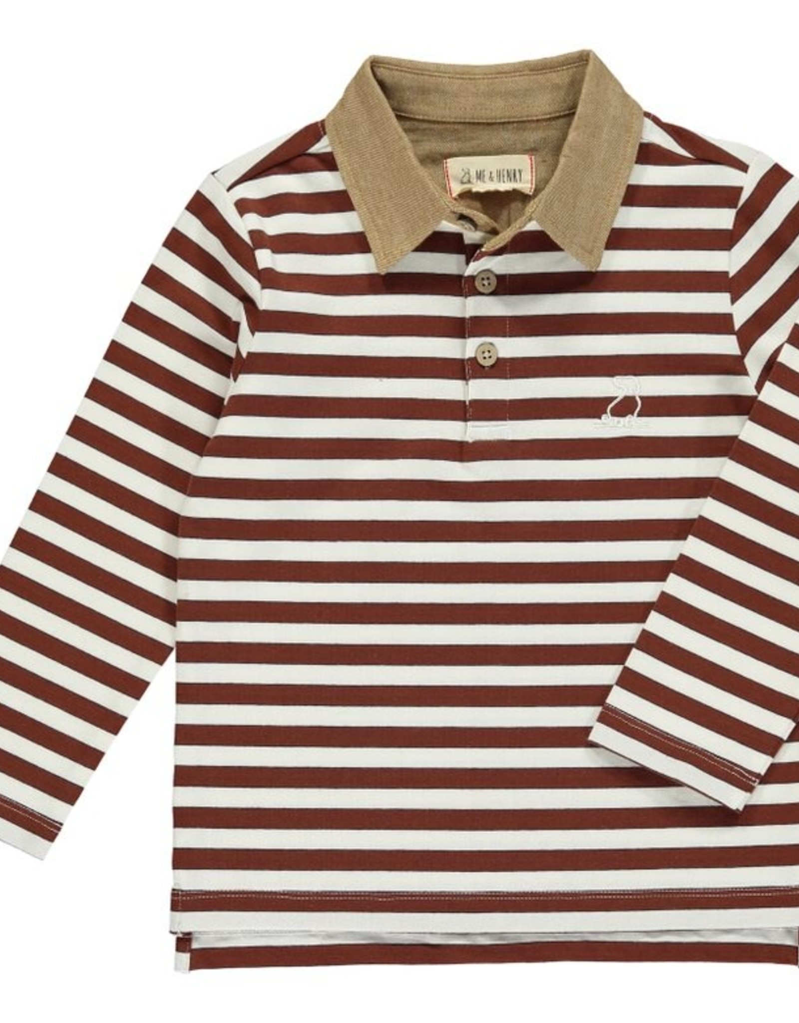 Me & Henry WAVERLY Polo Brown Stripe Lng Sleeve