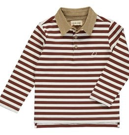 Me & Henry WAVERLY Polo Brown Stripe Lng Sleeve