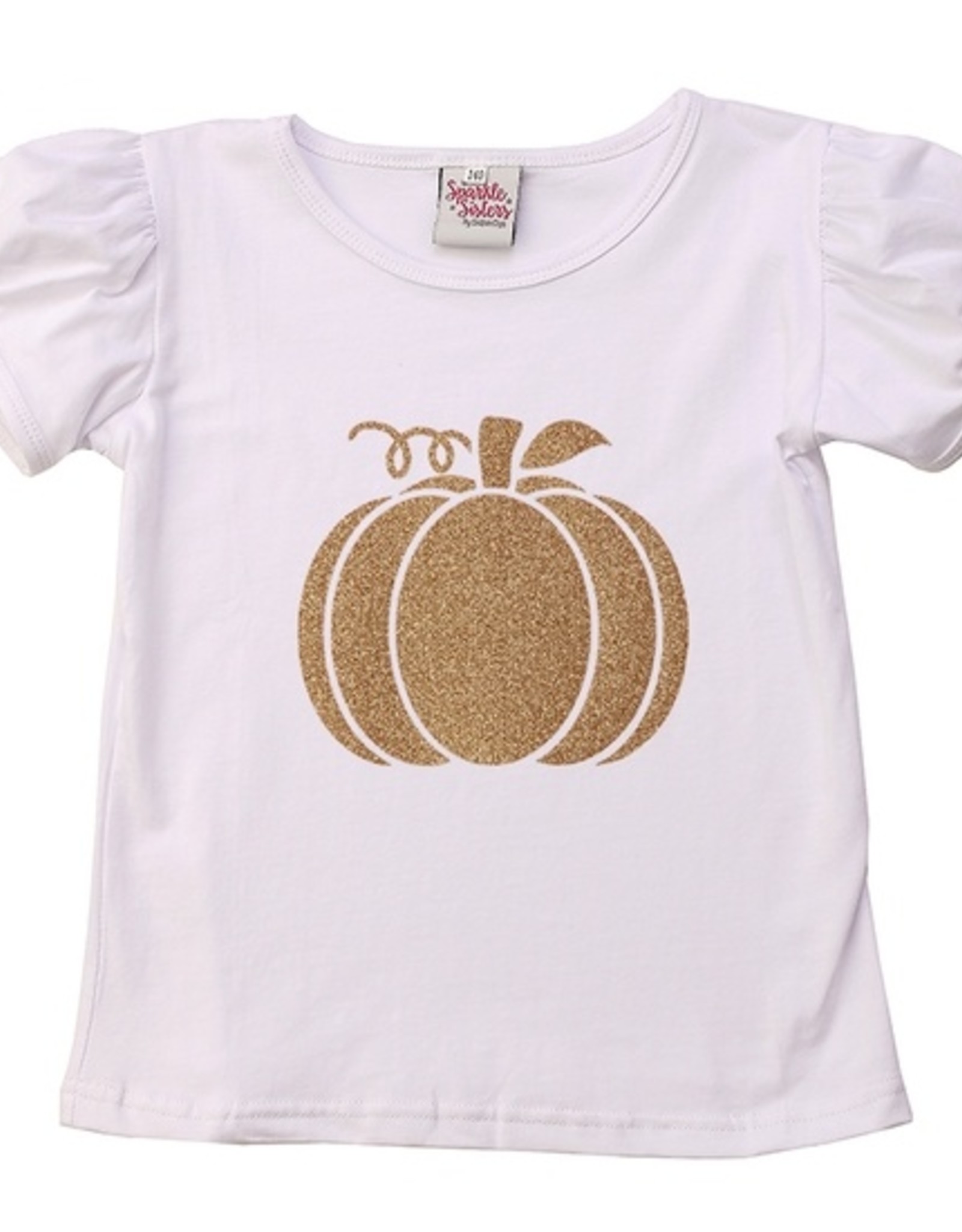 Gold Glitter Pumpkin Puff Sleeve T shirt