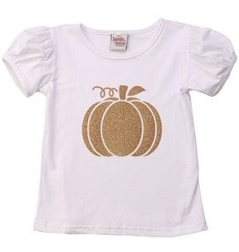 Gold Glitter Pumpkin Puff Sleeve T shirt