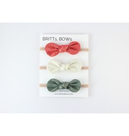 Red, Green and Cream Round Bows (Set of 3)