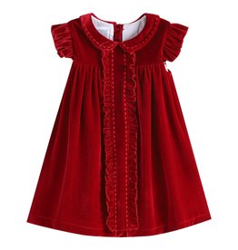 Lil Cactus Red Velour Ruffle Dress