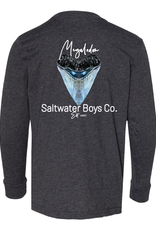 Saltwater Boys Co. Megalodon Shark Tooth Dk Grey Tee l/s