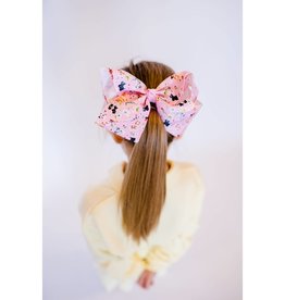 Pink Puppy Love 7in Grosgrain Hair Bow