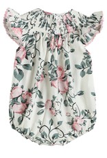 Vintage Rose Floral Smocked Flutter Romper 6-12 mos